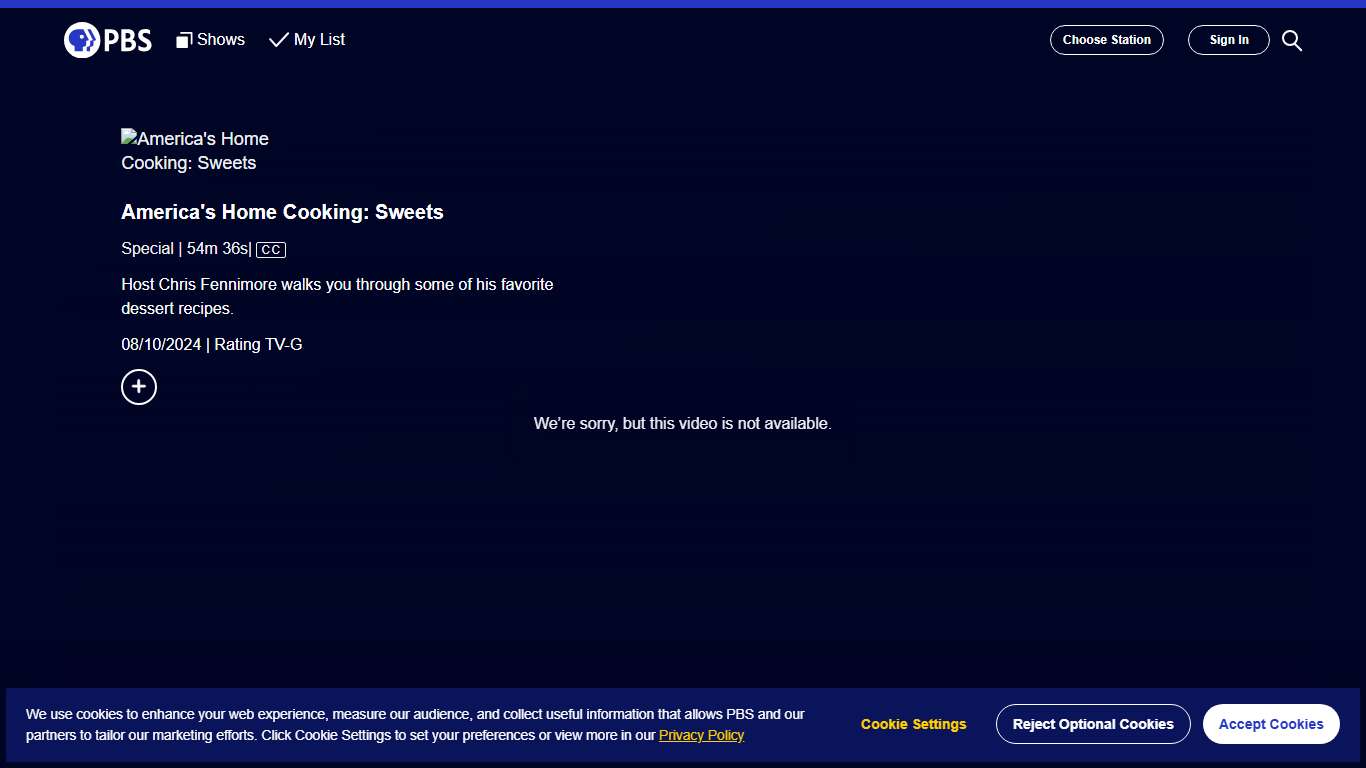 America's Home Cooking: Sweets PBS