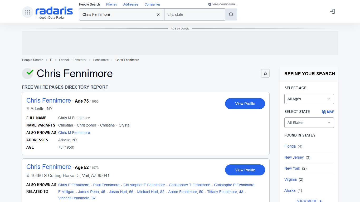 Chris Fennimore - Age, Phone Number, Contact, Address Info, Public Records Radaris