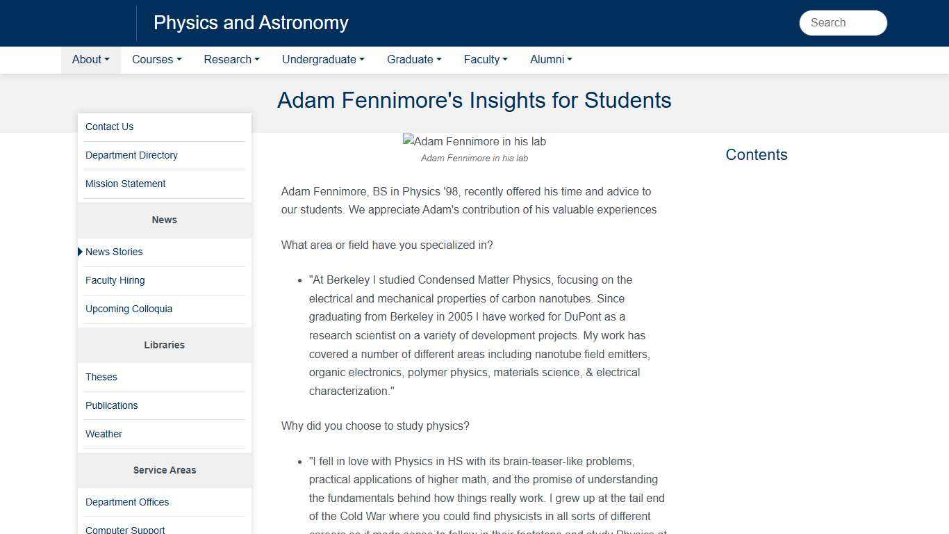 Adam Fennimore's Insights for Students